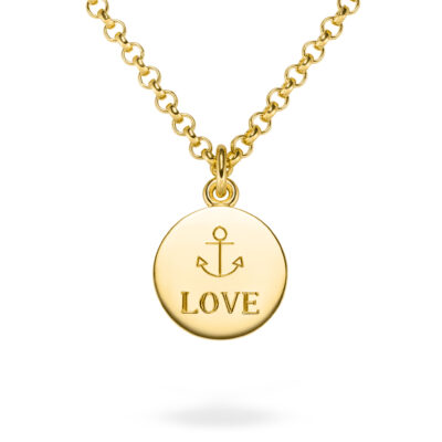 gelbgold kette mit spruch gravur anker love