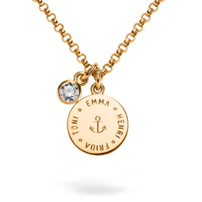 kette mit gravur kindernamen und diamant anhänger aus echtgold fairtrade und nachhaltig von jan spille