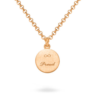roségold kette mit spruch gravur proud und unendlichkeitszeichen