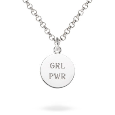 weissgold kettenanhänger mit spruch gravur grl pwr von jan spille hamburg