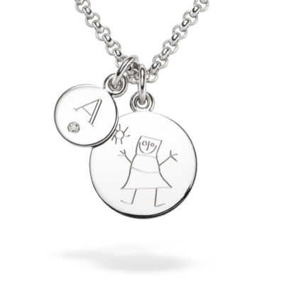 kette mit kinderzeichnung in Weissgold mit Ethischen Diamanten