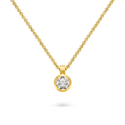 kettenanhänger spotlight mit konischer zargenfassung anhänger in gelbgold von jan spille