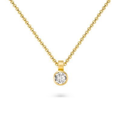 kettenanhänger spotlight mit gerader zargenfassung anhänger in gelbgold von jan spille