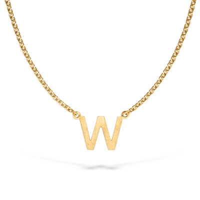 gold kette mit buchstaben W aus fair gewonnenem gold von Jan Spille Hamburg