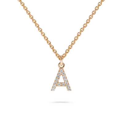 buchstaben kette gold mit dem buchstaben A aus 750 fairtrade gold und mit ethical diamanten besetzt