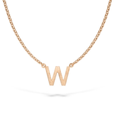 buchstabenkette rosegold mit dem buchstaben W in matter optik aus nachhaltigem gold von jan spille hamburg
