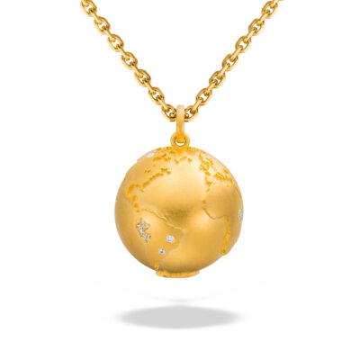 kette mit weltkugel in gelbgold von jan spille