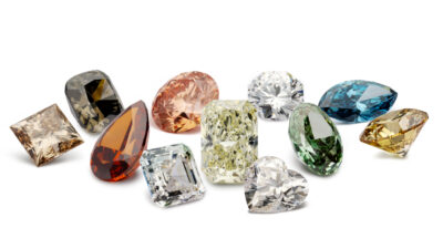 farbige Lab Grown Diamonds auf weissem hintergrund