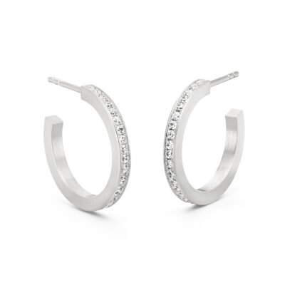 Unisex Creolen aus Fairtrade Weißgold mit konfliktfreie Diamanten in zeitloser Schmuck Kollektion von Jan Spille-Schmuck