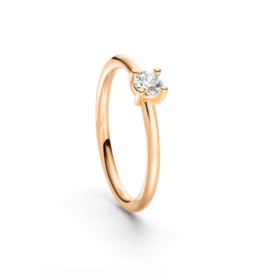 filigraner ring aus roségold mit kleinem solitär diamant von jan spille diamantschmuck kaufen