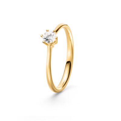 goldener ring aus der princess collection von jan spille mi solitaire diamant