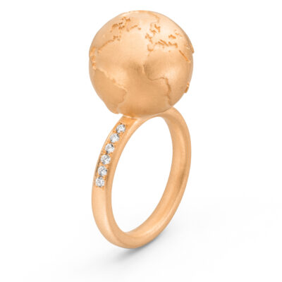 ring weltkugel und diamanten mit roségold