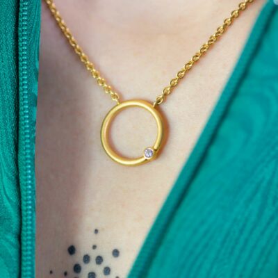 Unisex Anhänger der Rund Kollektion aus Fair gehandeltem Echtgold mit fairen Diamanten