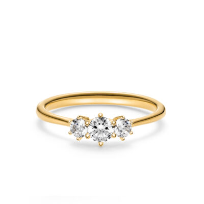 goldener ring mit 3 steinen aus der princess collection von jan spille