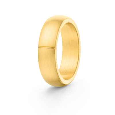 Nachhaltige Eheringe aus Fairatrde Gold mit der Kombination einer Linie Quer als Verlobungsring Ehering Kombination