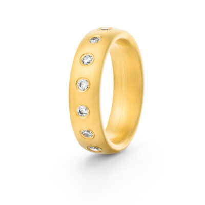 Fairer Ehering Nachhaltig mit Ethischen Diamanten in Reihenfassung Bündig als Verlobungsring Ehering Kombination