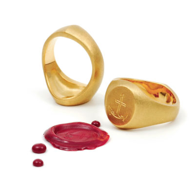 Siegelringe Sonderanfertigung mit Anker Siegel aus Gold von Jan Spille Eheringe Goldschmied